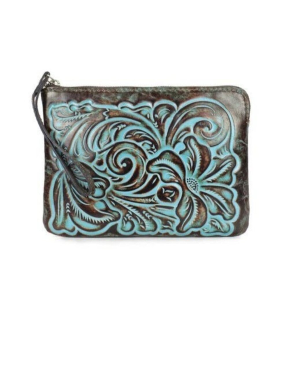 Patricia Nash P349133 Cassini Leather Tooled Turquoise Clutch Wristle…